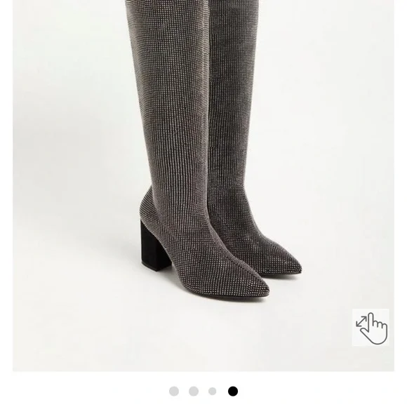 OVER THE KNEE HEEL BOOT - STRETCH KNIT STUDDED BLACK (WW) - Picture 4 of 10